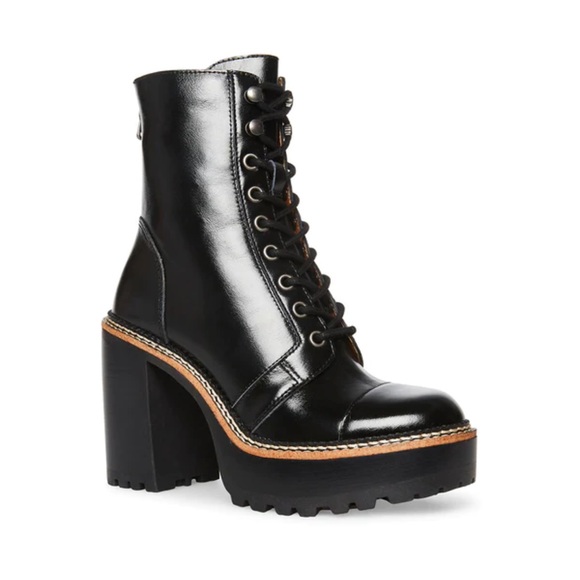 Steve Madden Core High Shine Leather Platform Combat Boot size 9 - Picture 1 of 8